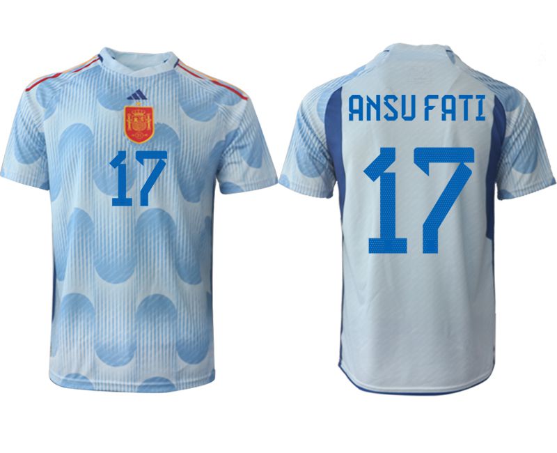 Cheap Men 2022 World Cup National Team Spain away aaa version blue 17 Soccer Jerseys